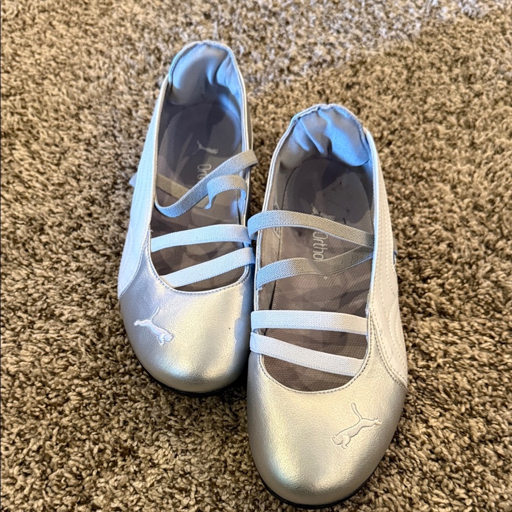 Puma Kids Shiny Silver Dress Shoes